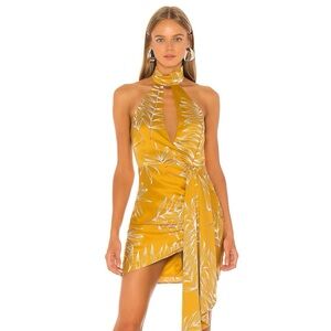 Camila Coelho  Antonia Mini Dress in Gold Tropical